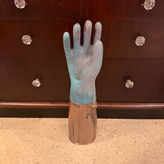 Blue Mid 20th Century Industrial Painted Porcelain Glove Mold Sculpture Artist Edition For Sale - Image 8 of 8