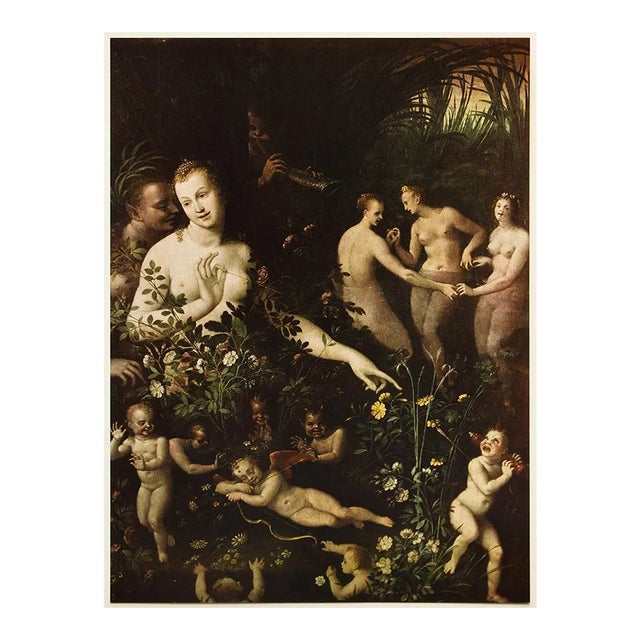 1955 After School of Fontainebleau "Venus and the Goddess of the Waters", Vintage Full-Color Print For Sale