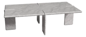 Luna Rectangular Italian Carrara Marble Coffee Table 55"