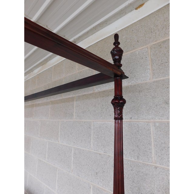 Mahogany Georgian Style Queen Size Draper Carved Tester Poster Bed For Sale - Image 10 of 12