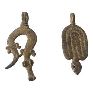 VTG Set of Two Gan Bronze Amulet Pendant/Gold Weight / Burkina Faso