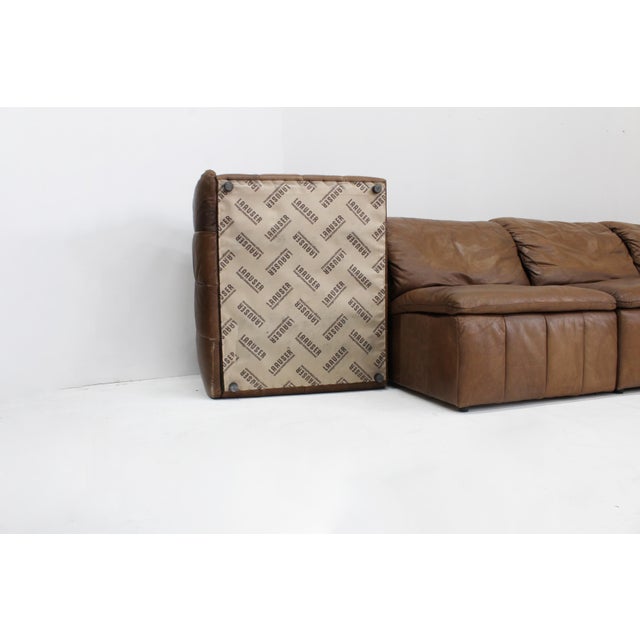 Vintage Brown Leather Modular Sofa from Laauser, 1970s, Set of 7 For Sale - Image 10 of 12