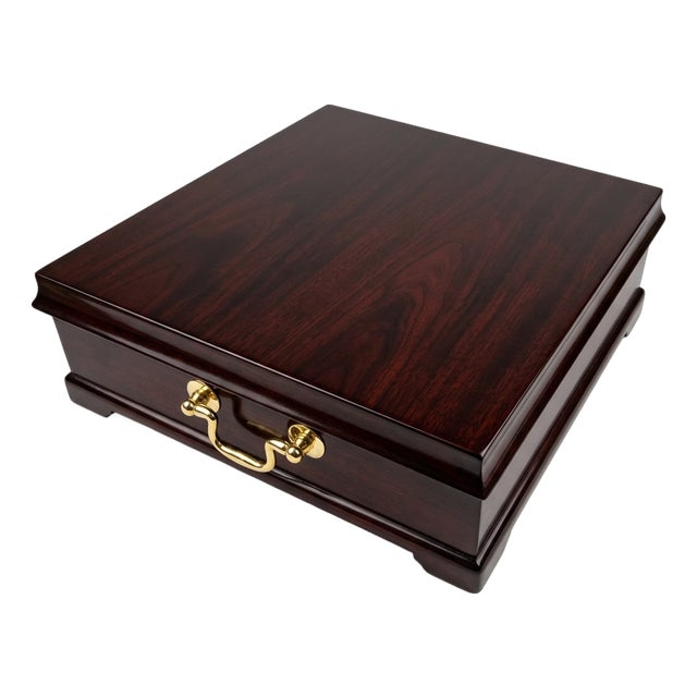 Gorgeous Mahogany Stained Jewelry Box for Women or Men, Pre-Owned For Sale