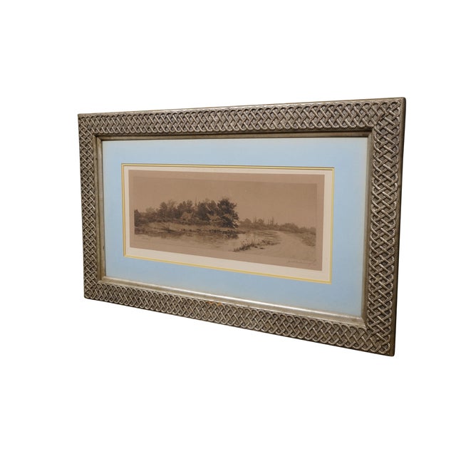 Victorian Antique Louis Harlow John Millspaugh Panoramic Country Landscape Etching 35" For Sale - Image 3 of 12