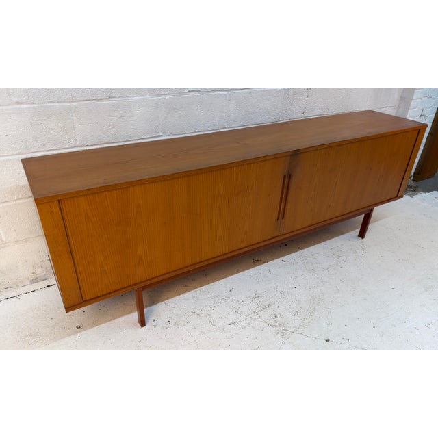 Mid-Century Modern Mid-Century Modern Teak Credenza W/ Tambour Doors For Sale - Image 3 of 12