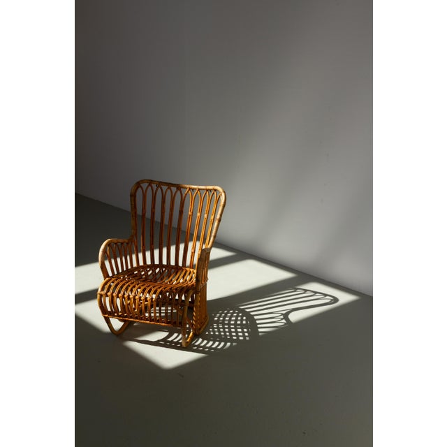 Mid-Century Modern Danish Rattan Lounge Chair by Tove Kindt-Larsen for R. Wengler, 1940s For Sale - Image 3 of 18