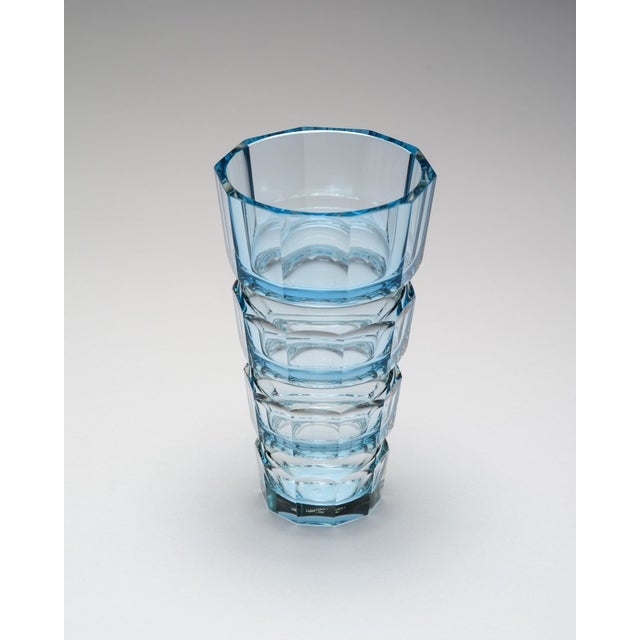 Glass Aquamarine Crystal Vase from Moser, 1980s For Sale - Image 7 of 11