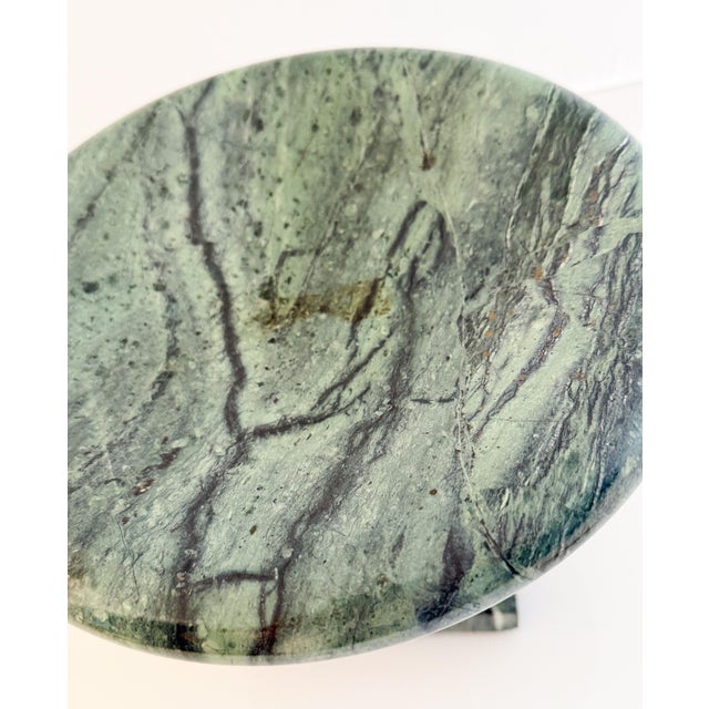 Dark Green Italian Neoclassical Tazza or Pedestal Bowl of Figured Green Marble For Sale - Image 8 of 9