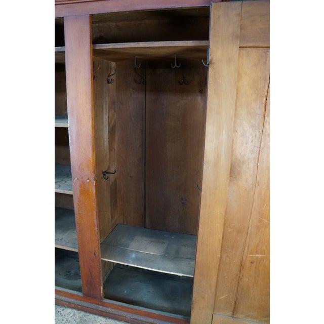 Primitive Antique American Victorian Poplar Closet Cupboard Linen Press Cabinet For Sale - Image 16 of 18