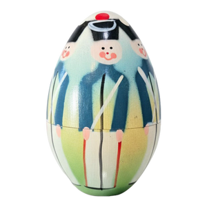 Vintage Polish Nesting Nutcracker Soldier Egg – Hand Painted Wooden Set, Made in Poland