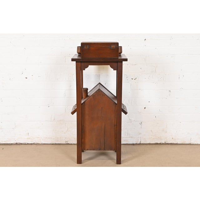 Stickley Brothers Style Antique Mission Oak Arts & Crafts Smoker's Stand, Circa 1910 For Sale - Image 11 of 12