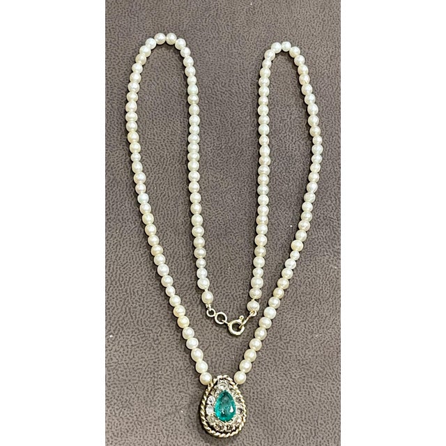 120 Years Old GIA Certified Natural Basra Pearls & Emerald Necklace 14KY Gold For Sale - Image 11 of 18