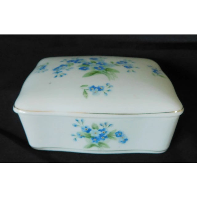 Japanese Vintage Andrea by Sadek Blue & White Floral Porcelain Trinket Dresser Box For Sale - Image 3 of 11