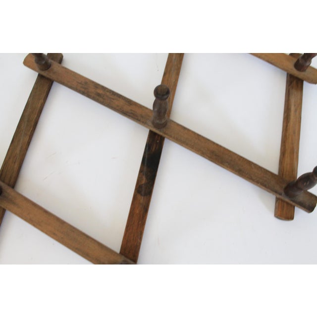 Vintage Wood Accordion-Style Wall Hat Rack For Sale In Milwaukee - Image 6 of 8