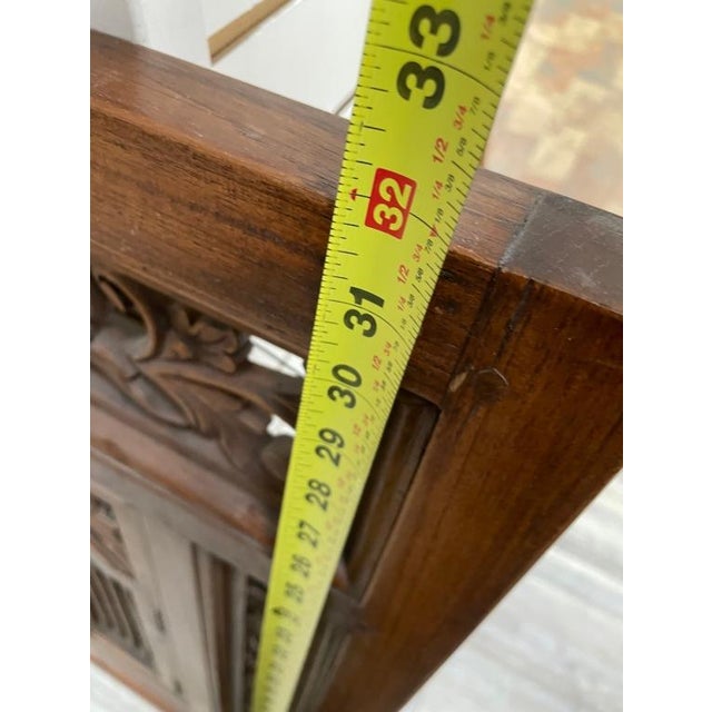 Vintage Indian Hand-Carved Teak Architectural Shutter Mirror, 32" For Sale - Image 15 of 18