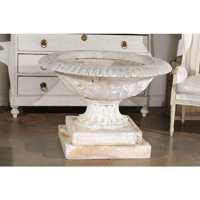 Mid 20th Century English Vintage 20th Century Cast Stone Fountain with Scoop and Foliage Motifs For Sale - Image 5 of 13