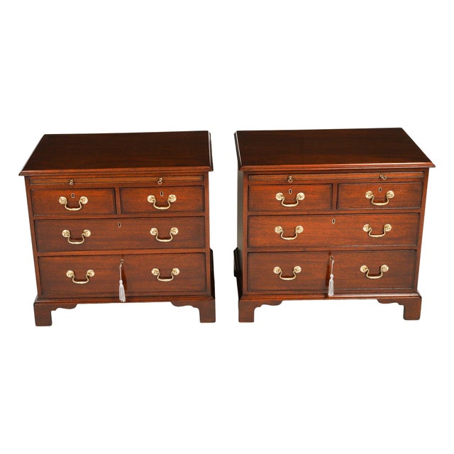 Vintage Flame Mahogany Bedside Chests with Slides, 20th Century, Set of 2 For Sale - Image 16 of 16