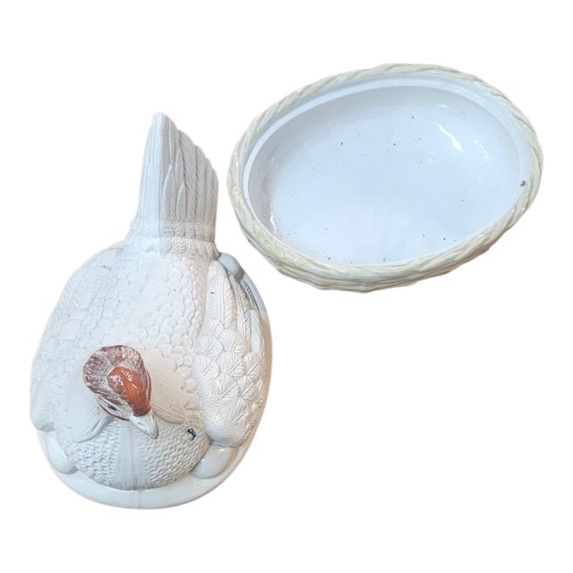 English 19th Century Staffordshire Bisque Hen on a Basketweave Nest From England For Sale - Image 3 of 3