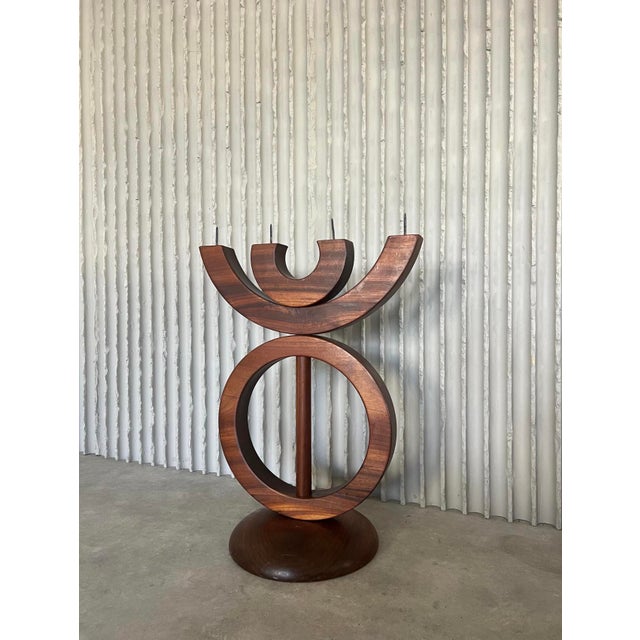 Brown Large Sculptural Rosewood Candleholder, 1960s For Sale - Image 8 of 9