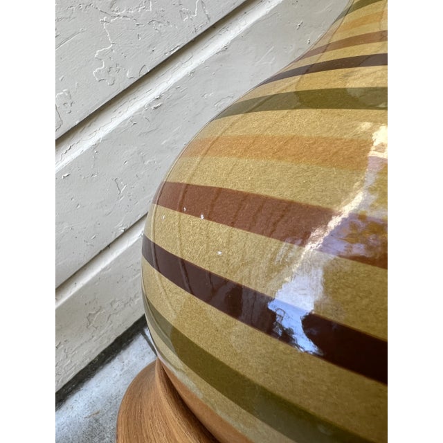 Vintage Colorful Striped Ceramic Lamps - a Pair For Sale - Image 4 of 13