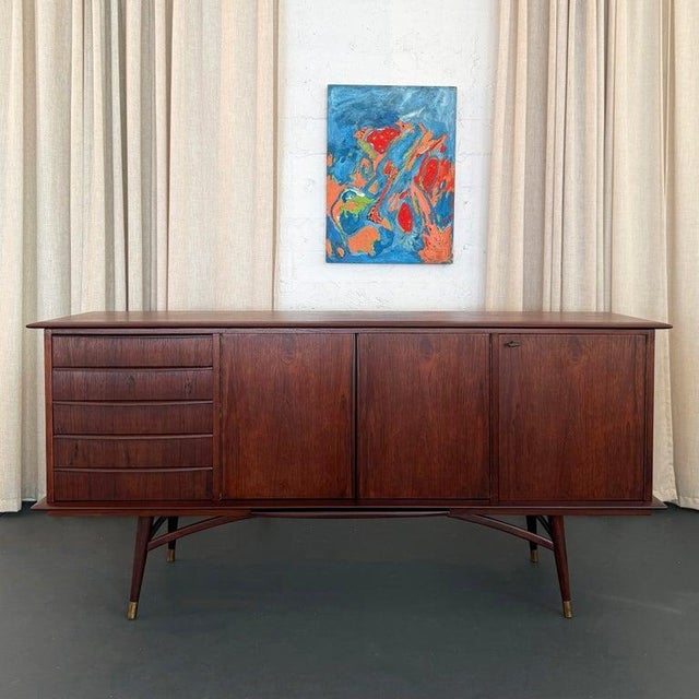 Mid-Century Modern 1960s Scandinavian Modern Teak Sideboard Credenza With Pull-Out Tray For Sale - Image 3 of 13