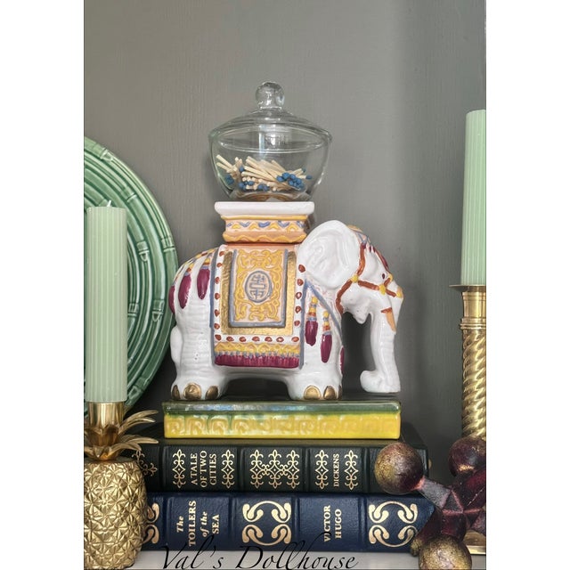 Green Vintage Asian Elephant Tabletop Plant Stands - A Set of Two For Sale - Image 8 of 16