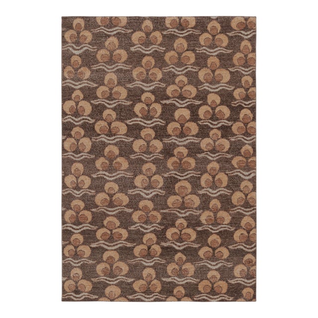 Rug & Kilim's Distressed Rug, Rich Brown With Chintamani Patterns For Sale