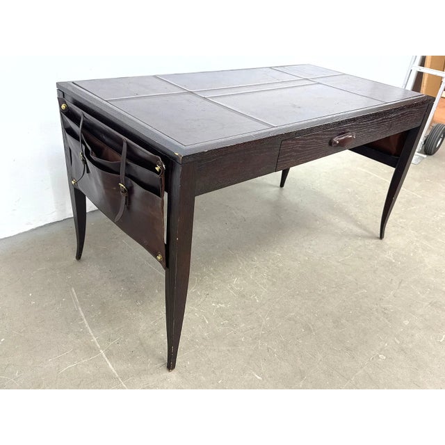 Late 20th Century Eric Brand for Mulholland Brothers Leather Top Campaign Writing Desk For Sale In Philadelphia - Image 6 of 12