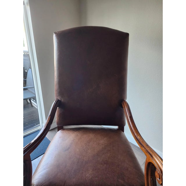 Mid 19th Century Ralph Lauren Leather and Mahogany Upholstered Armchair For Sale - Image 12 of 12