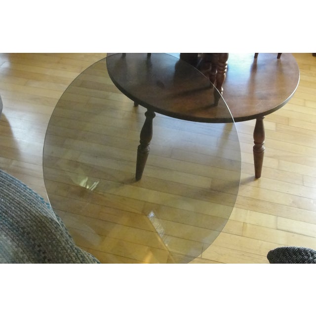 1970s Vintage Baumritter Ethan Allen 2 Tier Drum Accent Table For Sale In Portland, ME - Image 6 of 10