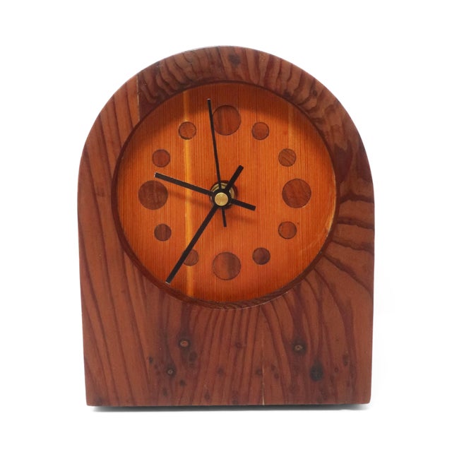 1970s Handcrafted Laminated Wood Desk Clock For Sale - Image 4 of 10