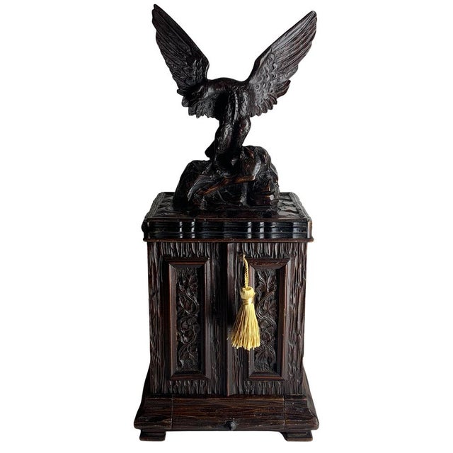 19th Century Black Forest Hand Carved Humidor For Sale - Image 3 of 12