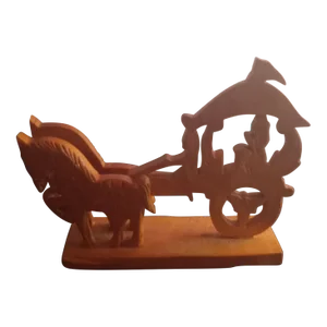1970s Hand-Carved Horse Carriage 3D Model