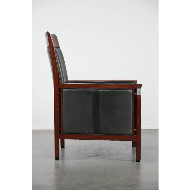 Art Deco Decoforma Series Armchair in Black Cowhide and Wood For Sale - Image 3 of 14