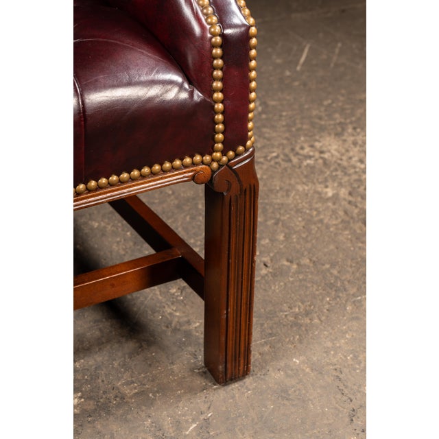 Vintage Burgundy Tufted Leather Chesterfield Club Chair For Sale - Image 13 of 18