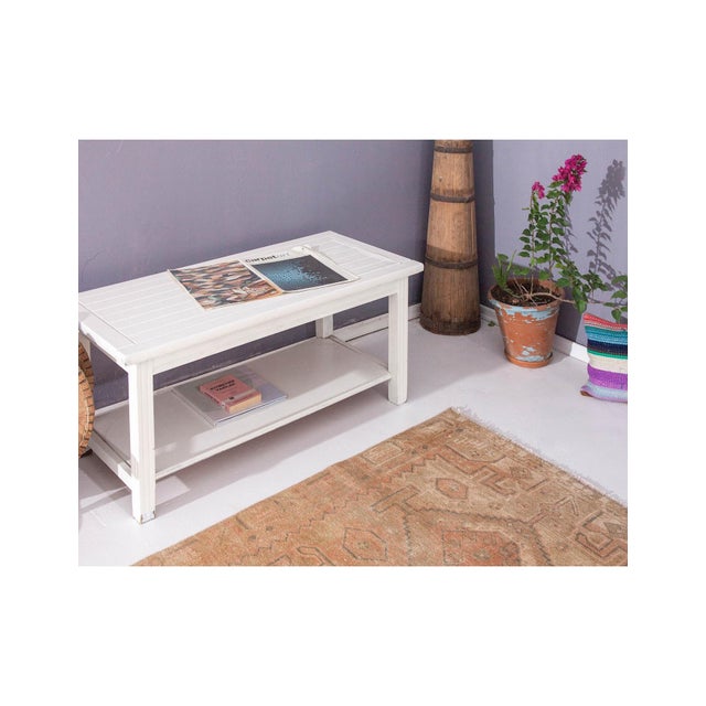 Washed Out Vintage Wool Rug - 3`10" X 9`4" For Sale In Los Angeles - Image 6 of 6