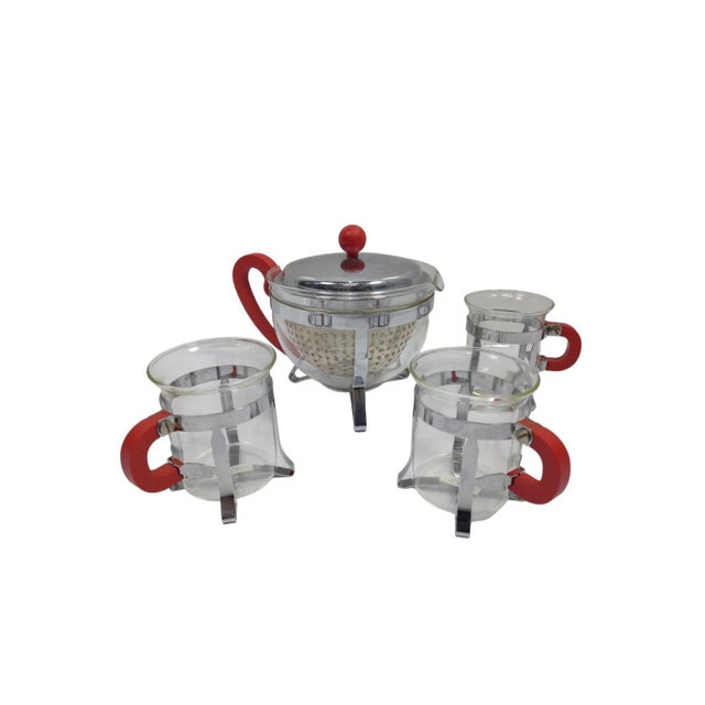 Red Vintage Teapot and Mug Set, 1980s, Denmark, Set of 4 For Sale - Image 8 of 8