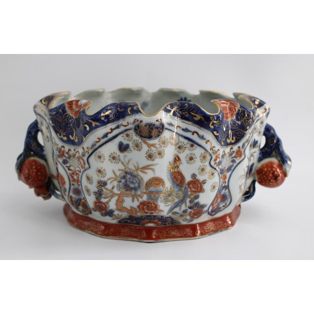 Asian Antique Antique Meiji Japanese Kutani Porcelain Centerpiece Bowl Jardiniere, C1900 For Sale - Image 3 of 11