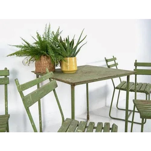 Antique Garden Table and Chairs Set, 1900s, Set of 5 For Sale - Image 5 of 13