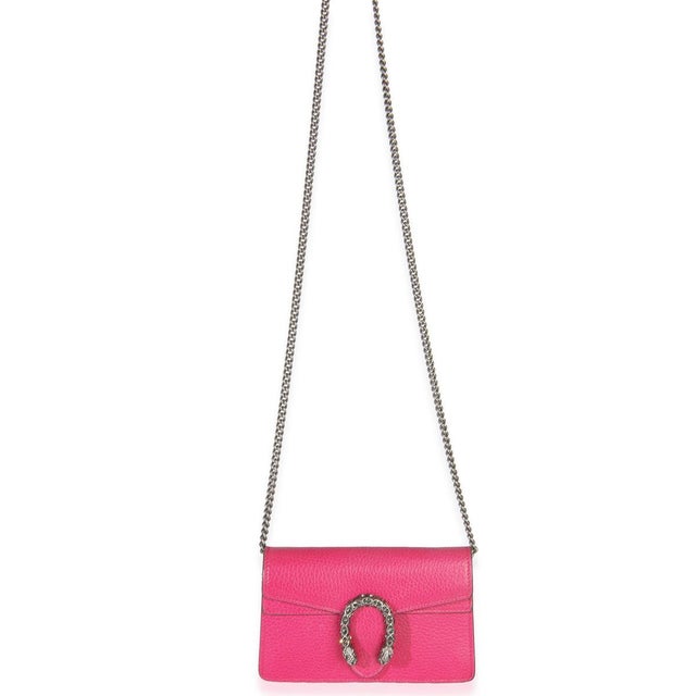 Pink Pink Dollar Calfskin Crystal Super Mini Dionysus Flap For Sale - Image 8 of 9