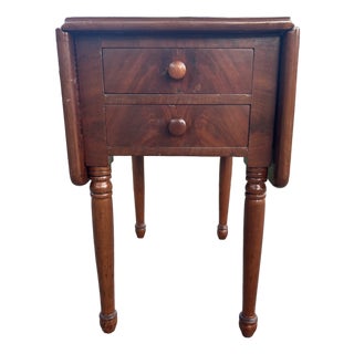 American Antique Drop Leaf Side Table With Two Drawers For Sale