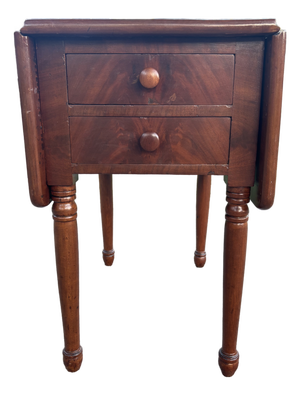 American Antique Drop Leaf Side Table With Two Drawers