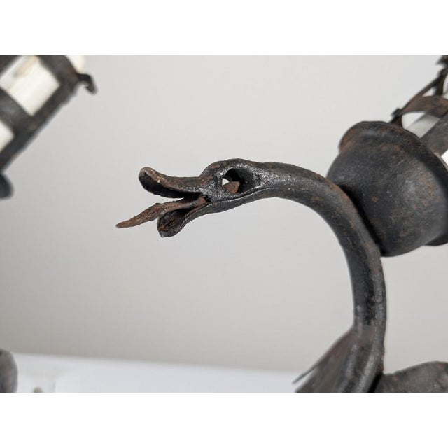 Wrought Iron Dragon Wall Lights, 1890s, Set of 3 For Sale - Image 3 of 8