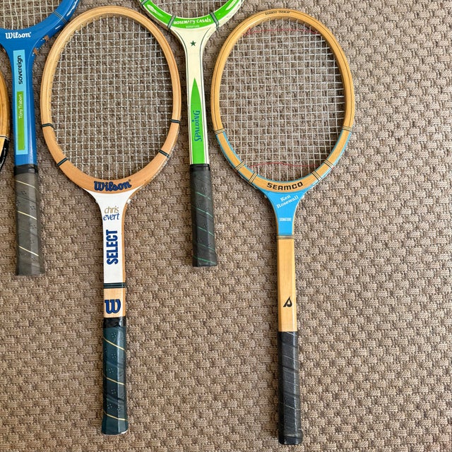 American Vintage Wooden Tennis Rackets - Set of 5 For Sale - Image 3 of 8