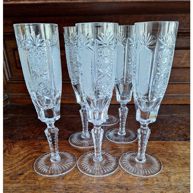 1970s Vintage Crystal Champagne Glasses, 1970s, Set of 6 For Sale - Image 5 of 6