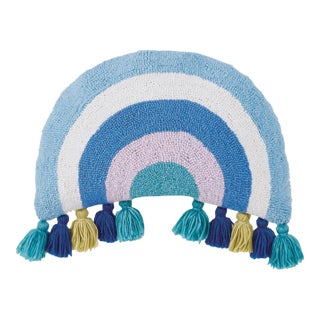 Cool Rainbow Hook Pillow With Tassels, 18" x 12" For Sale
