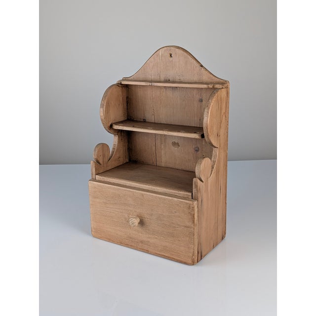 Hand-Carved Folk Art Pine Cutlery Rack with Drawer, 1950s For Sale - Image 18 of 18