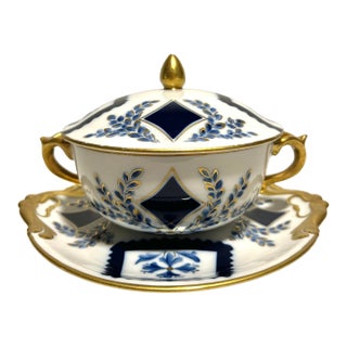 Late 19th Century Sèvres Antique Lidded Bowl With Plate For Sale