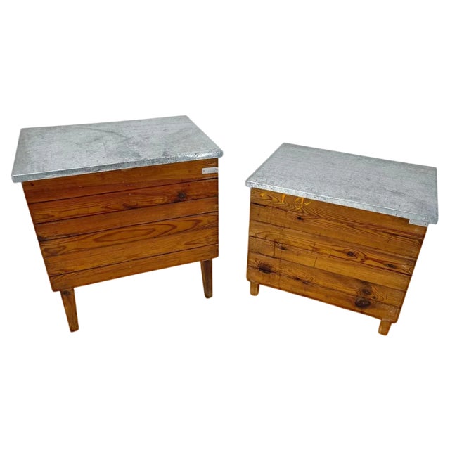 Vintage Industrial Nightstands, 1950s, Set of 2 For Sale