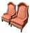 1970s Hollywood Regency Salmon Pink Velvet Hooded Porter's Chairs – Pair For Sale